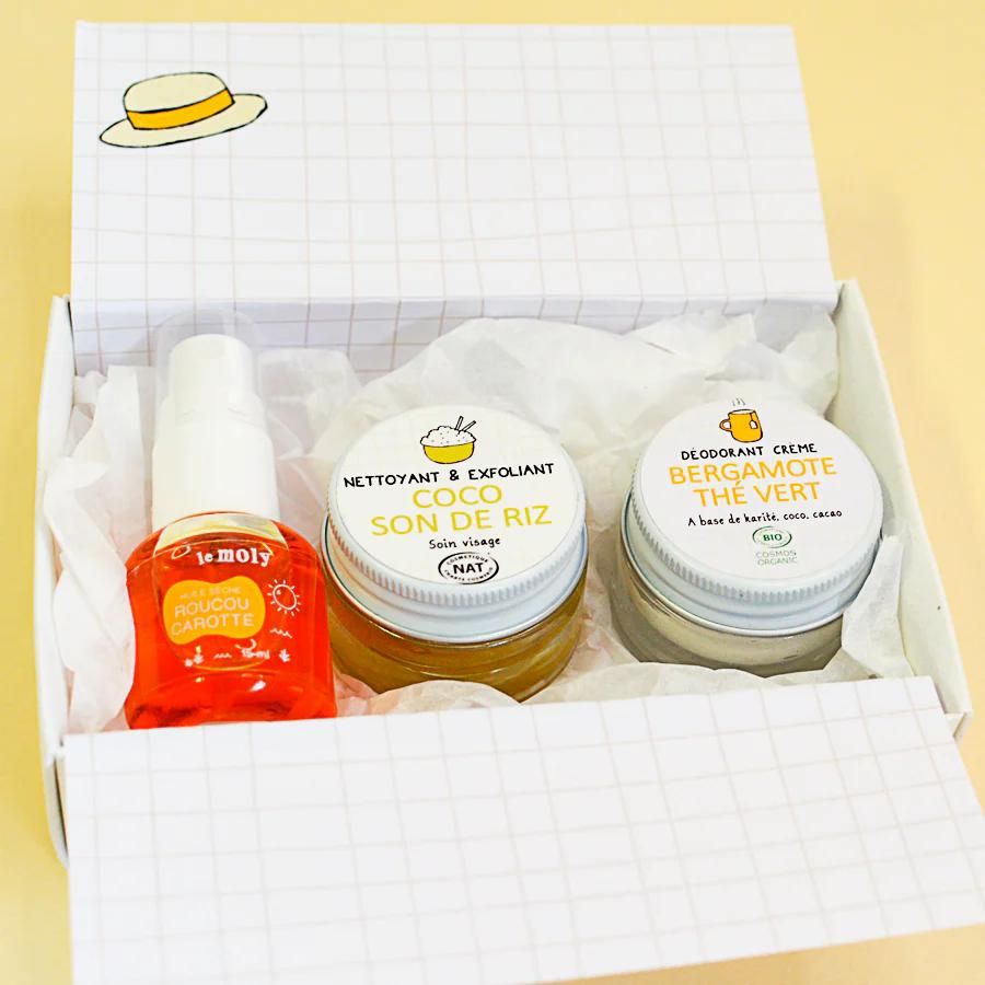 Coffret cadeau personnalisable de mini cosmetiques bio et naturels sur mesure