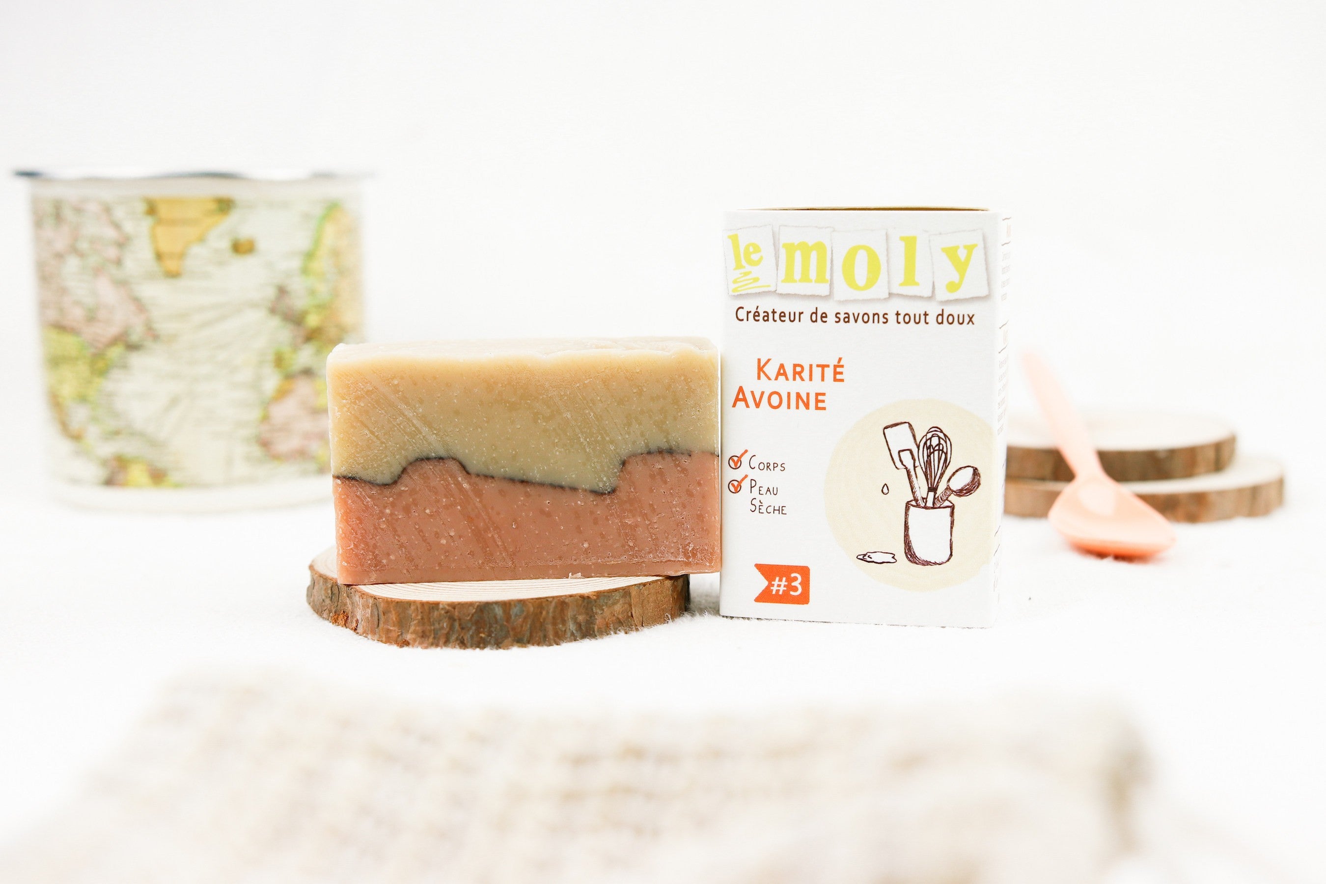 Savon saponifié à froid, surgras Avoine Karité, vegan, pour les peaux sèches. Sans huile de palme