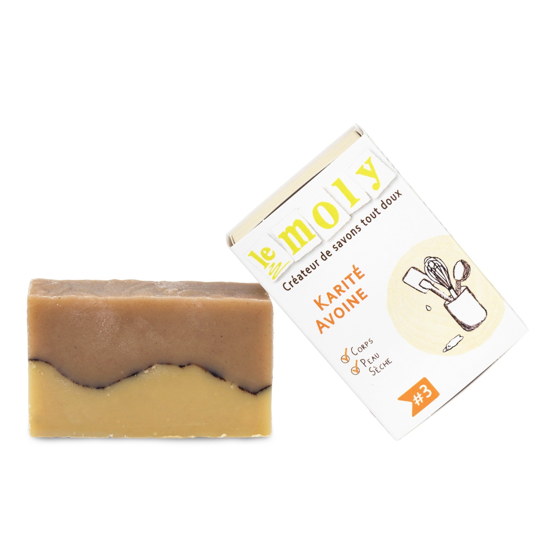 Savon à froid, surgras Avoine Karité, bio, 100% naturel, vegan, sans huile de palme, fait main dans notre savonnerie artisanale à Pau, dans le Sud-ouest de la France