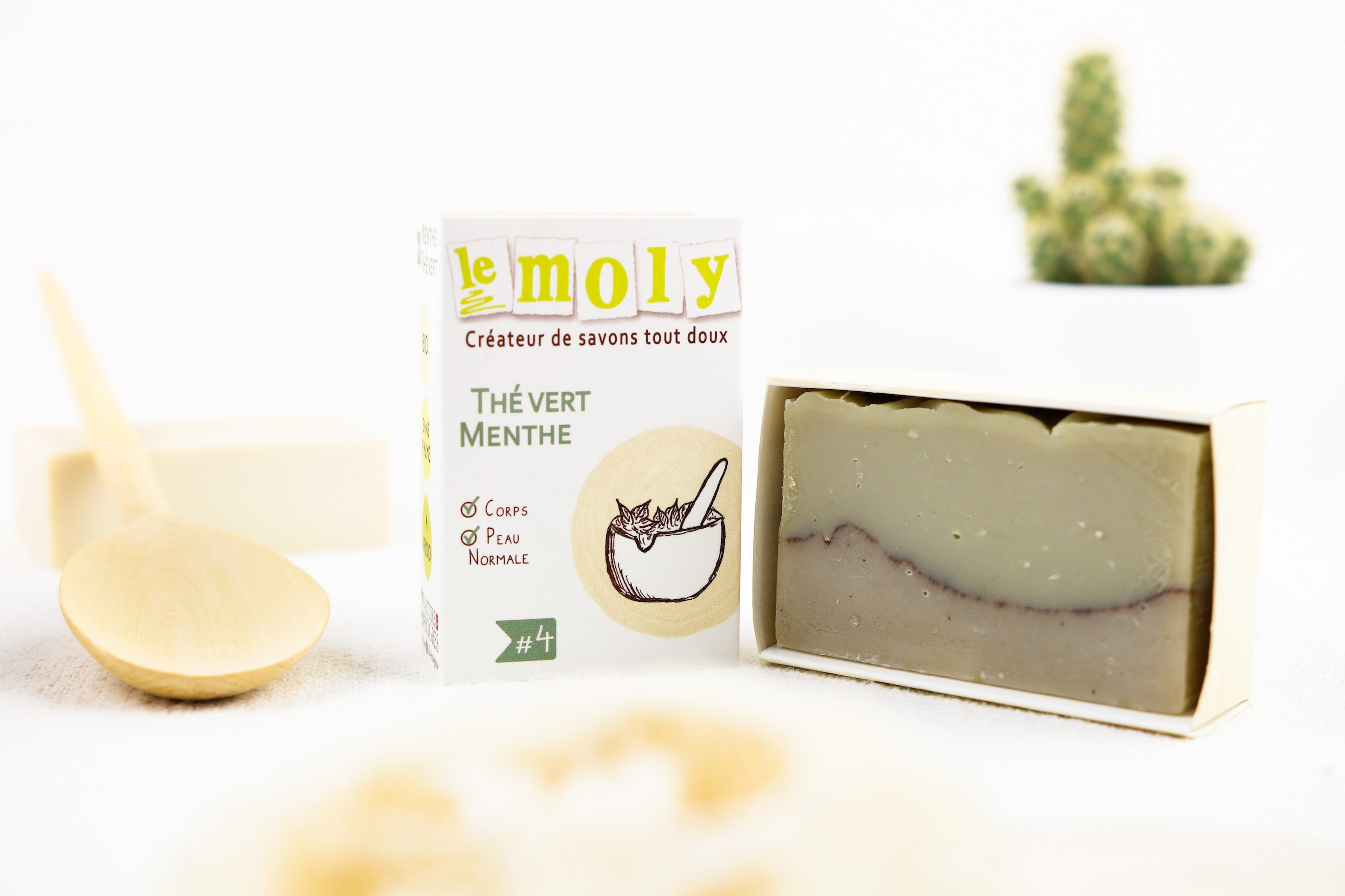 Savon saponifié à froid, surgras Menthe Thé vert, certifié bio, 100% naturel et vegan pour le corps