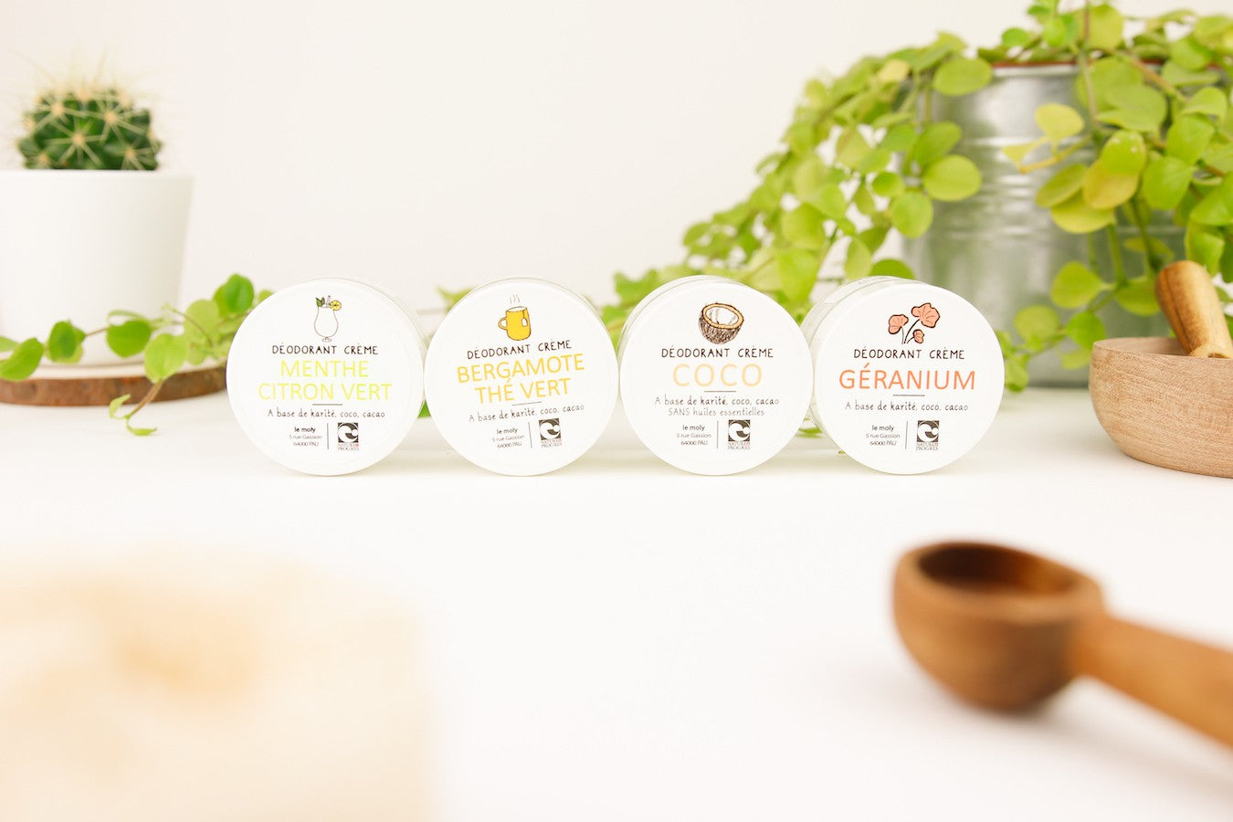 Mini déodorants crème bio et 100% naturels, sans bicarbonate de soude, avec ou sans huile essentielle