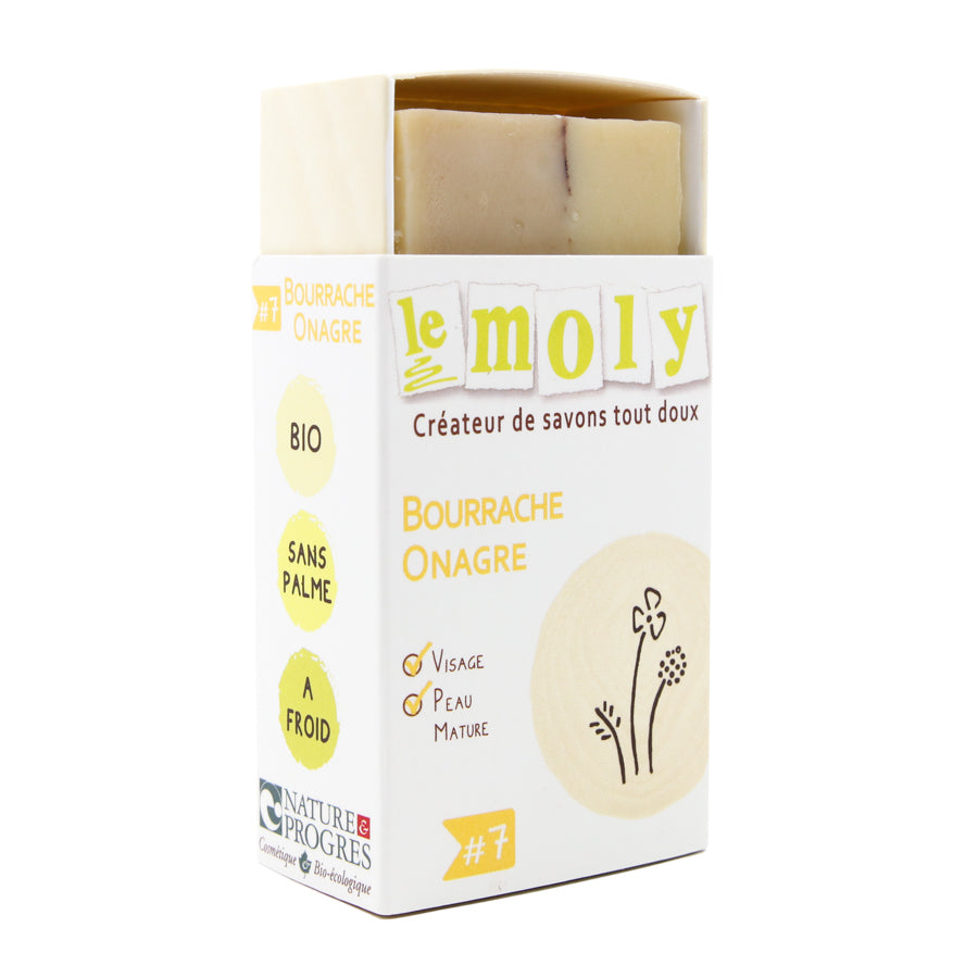Savon à froid, surgras Onagre Bourrache, bio, vegan, sans huile essentielle, sans huile de palme