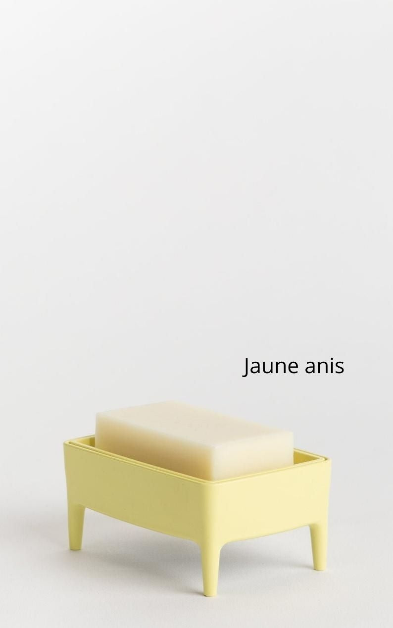 Porte-savon et râpe à savon zéro déchet en plastique recyclé jaune anis