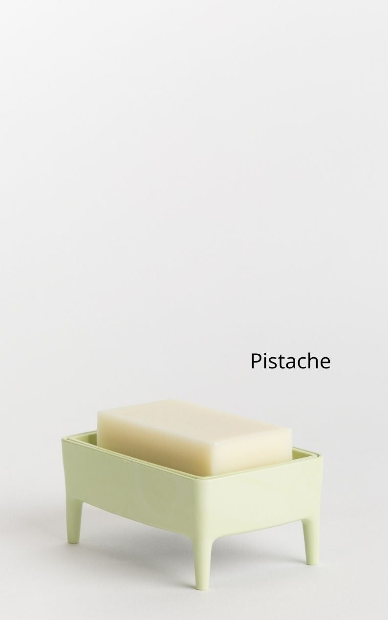 Porte-savon et râpe à savon zéro déchet en plastique recyclé pistache
