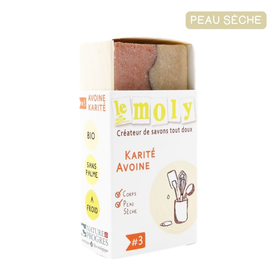 savon saponifié à froid bio et naturel Avoine Karité pour le corps - peau sèche