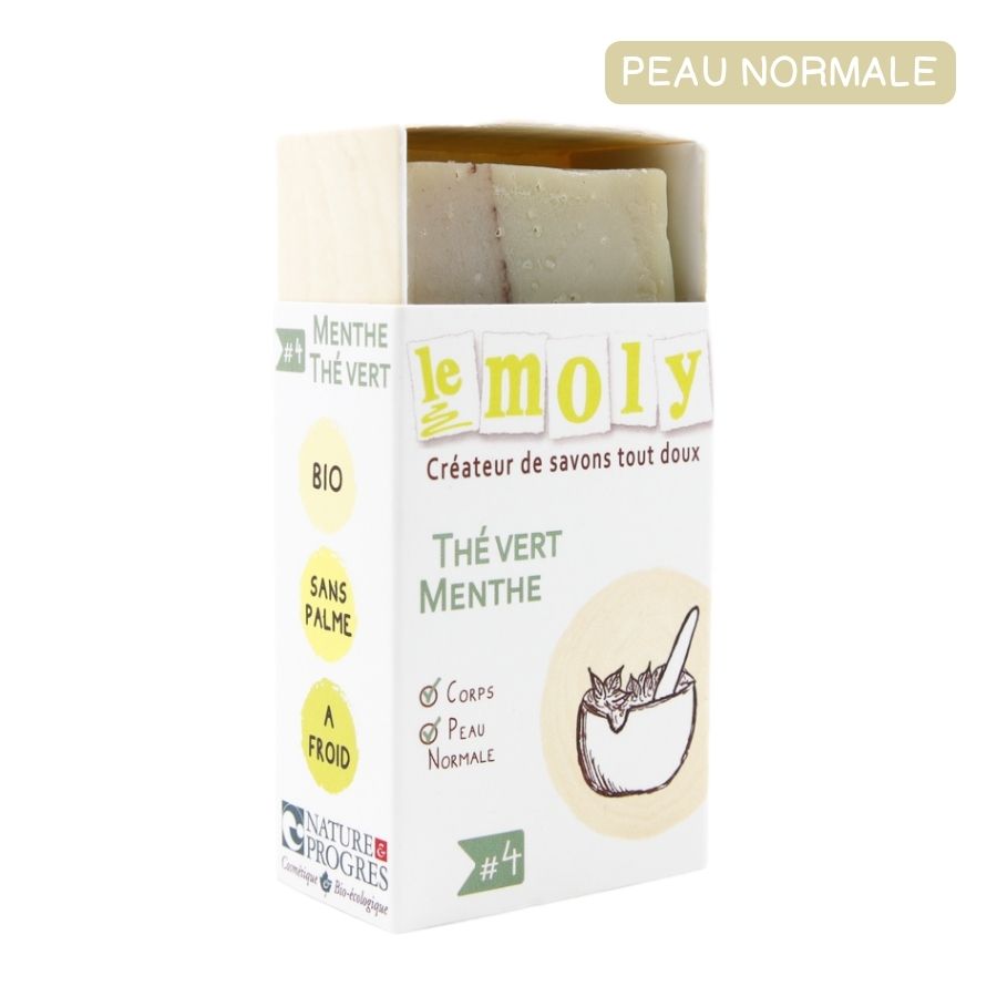 Savon saponifié à froid bio et naturel Menthe Thé vert pour le corps - peau normale