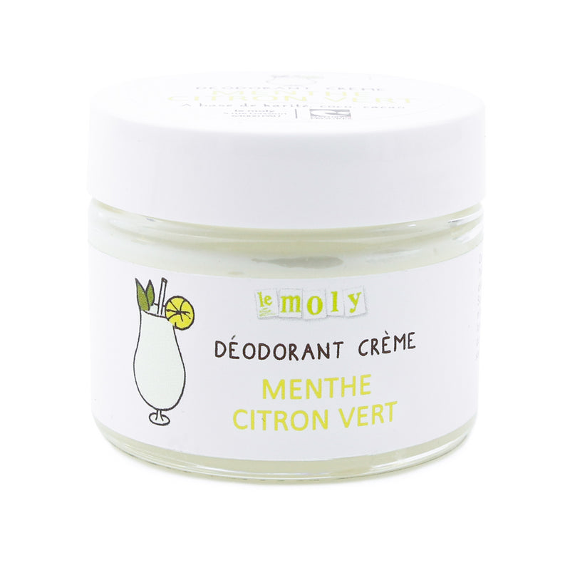 Déodorant crème menthe citron vert certifié bio, 100% naturel, vegan et sans bicarbonate de soude