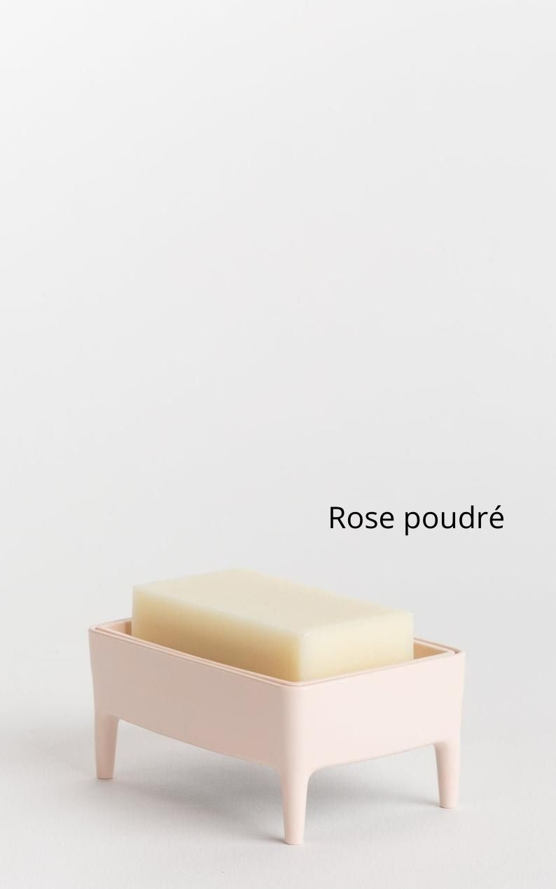 Porte-savon et râpe à savon zéro déchet en plastique recyclé rose poudré